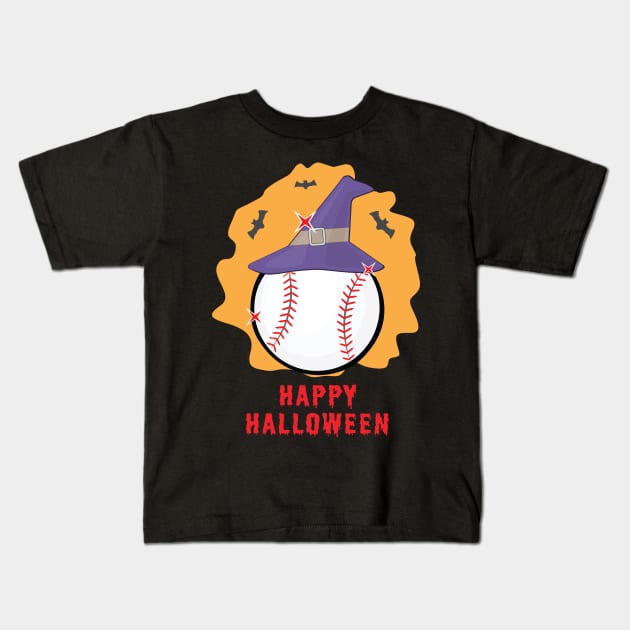 Happy Baseball Halloween - Funny Kids T-Shirt by DesignWood-Sport